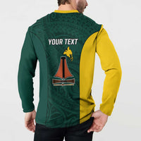 Personalised PNG Jiwaka Province Button Sweatshirt Bird of Paradise Tattoo Flag Motif - Polynesian Pride