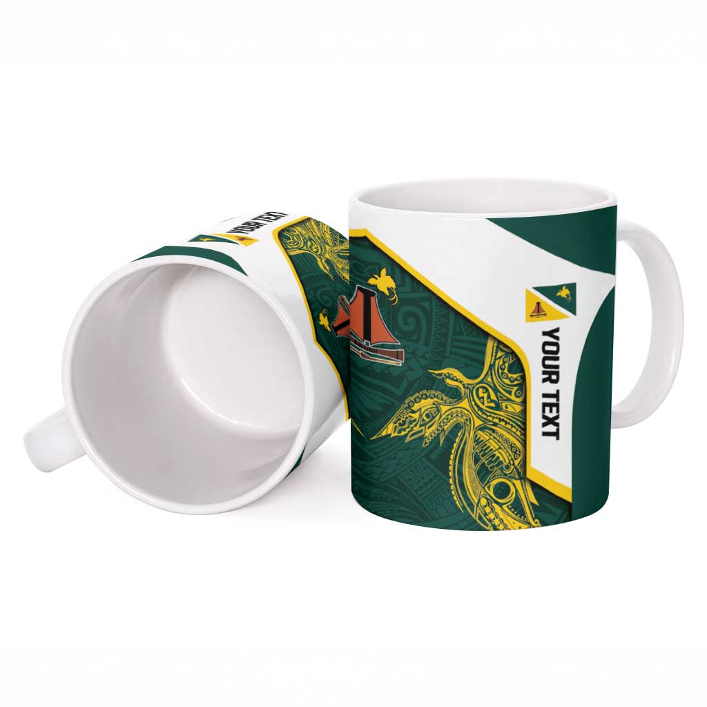 Personalised PNG Jiwaka Province Ceramic Mug Bird of Paradise Tattoo Flag Motif - Polynesian Pride