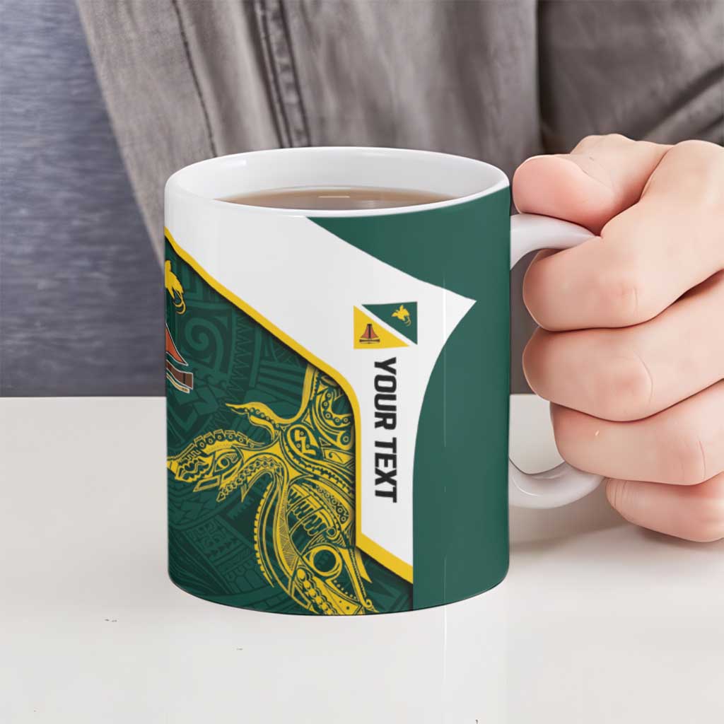 Personalised PNG Jiwaka Province Ceramic Mug Bird of Paradise Tattoo Flag Motif - Polynesian Pride