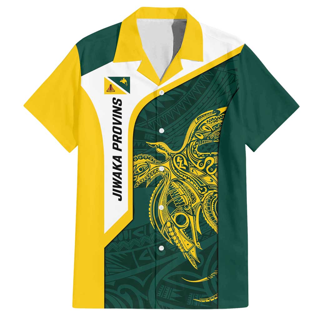 Personalised PNG Jiwaka Province Family Matching Long Sleeve Bodycon Dress and Hawaiian Shirt Bird of Paradise Tattoo Flag Motif LT9 Dad's Shirt - Short Sleeve Green - Polynesian Pride