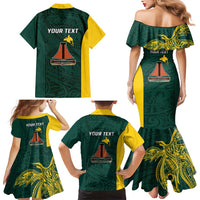 Personalised PNG Jiwaka Province Family Matching Mermaid Dress and Hawaiian Shirt Bird of Paradise Tattoo Flag Motif LT9 - Polynesian Pride