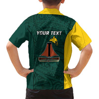 Personalised PNG Jiwaka Province Family Matching Short Sleeve Bodycon Dress and Hawaiian Shirt Bird of Paradise Tattoo Flag Motif LT9 - Polynesian Pride