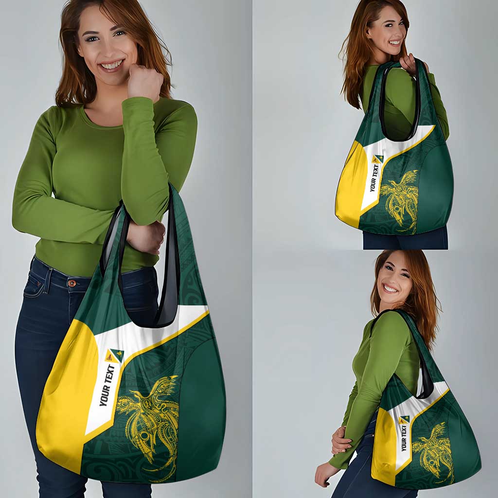 Personalised PNG Jiwaka Province Grocery Bag Bird of Paradise Tattoo Flag Motif - Polynesian Pride