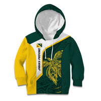 Personalised PNG Jiwaka Province Kid Hoodie Bird of Paradise Tattoo Flag Motif - Polynesian Pride