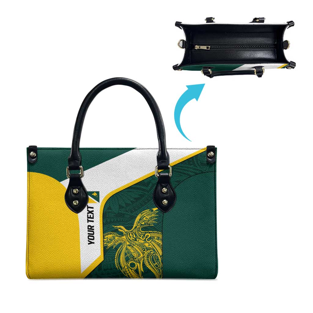 Personalised PNG Jiwaka Province Leather Bag Bird of Paradise Tattoo Flag Motif - Polynesian Pride