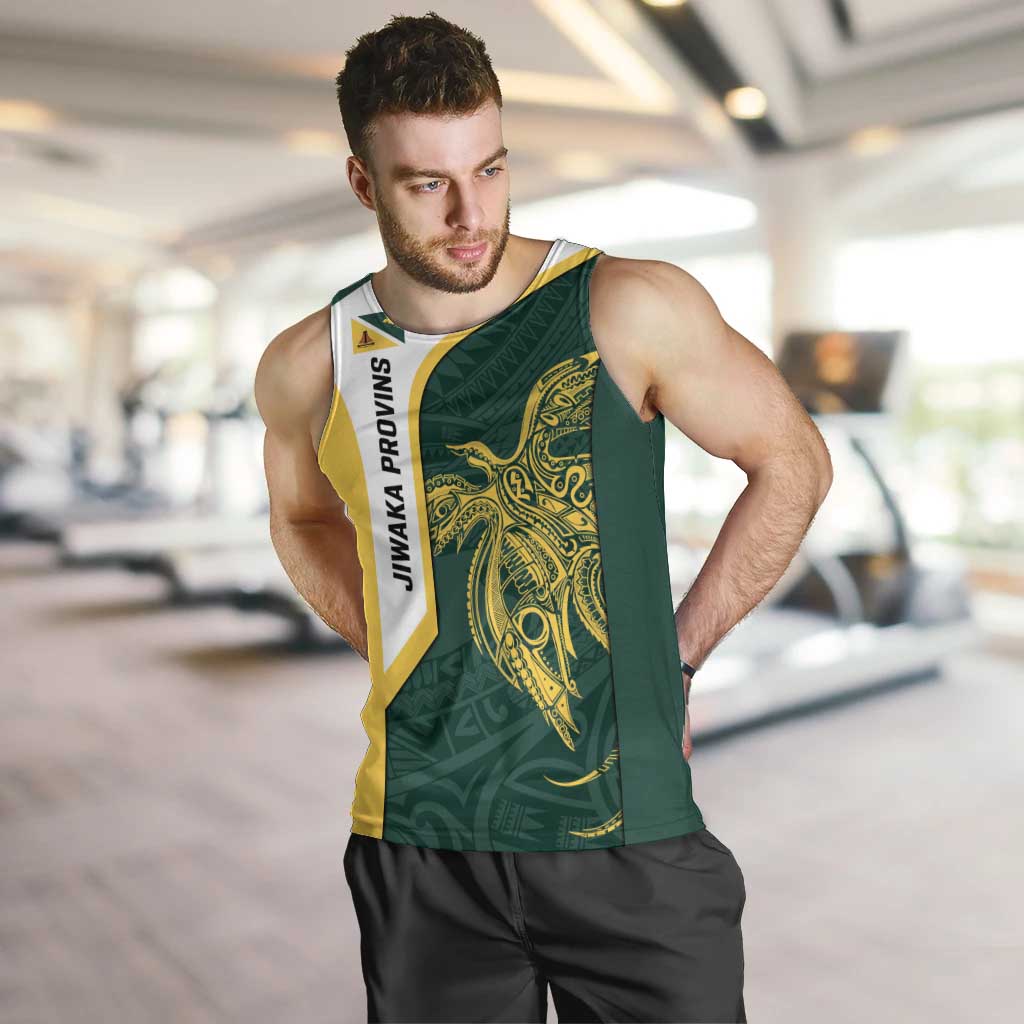 Personalised PNG Jiwaka Province Men Tank Top Bird of Paradise Tattoo Flag Motif - Polynesian Pride