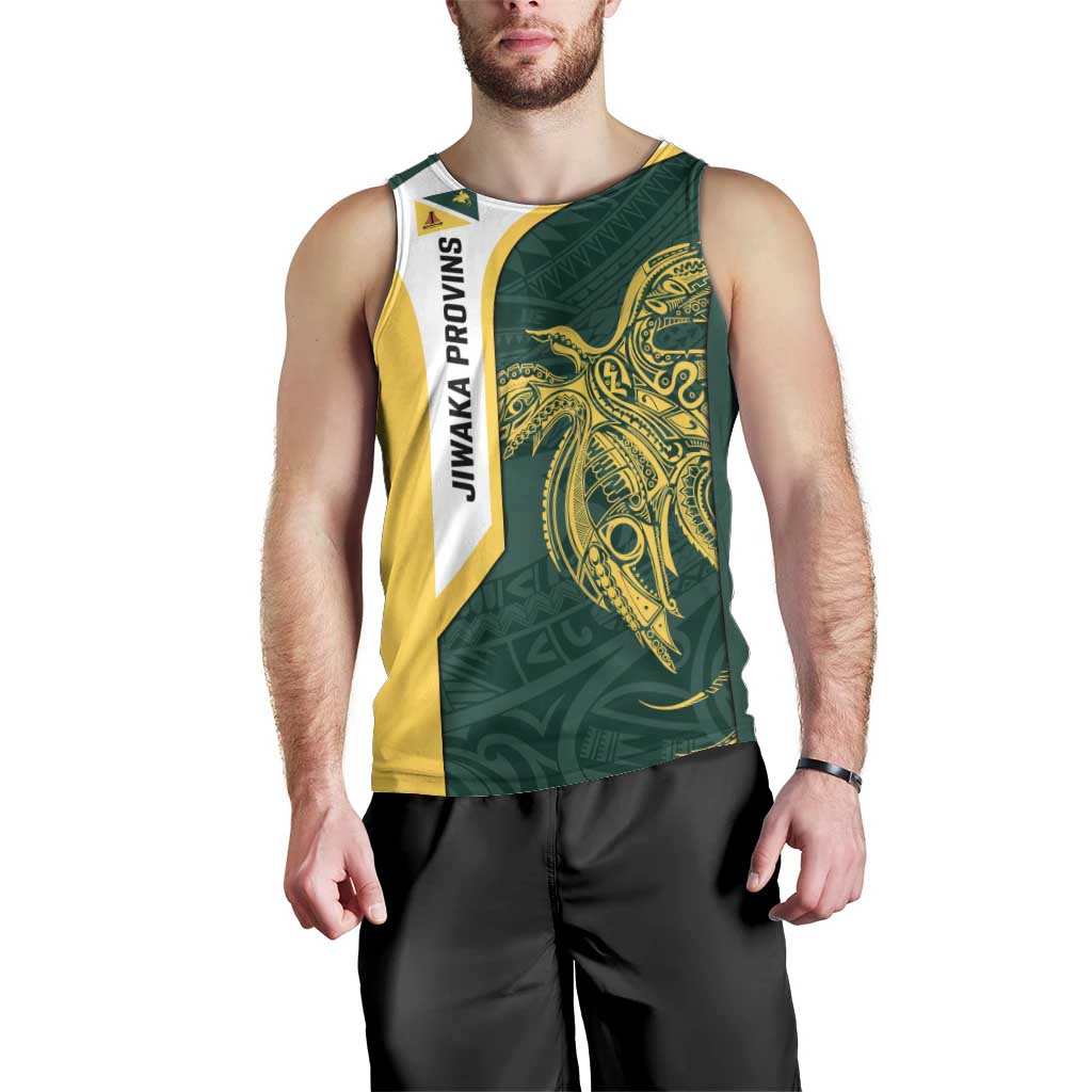 Personalised PNG Jiwaka Province Men Tank Top Bird of Paradise Tattoo Flag Motif LT9 - Polynesian Pride