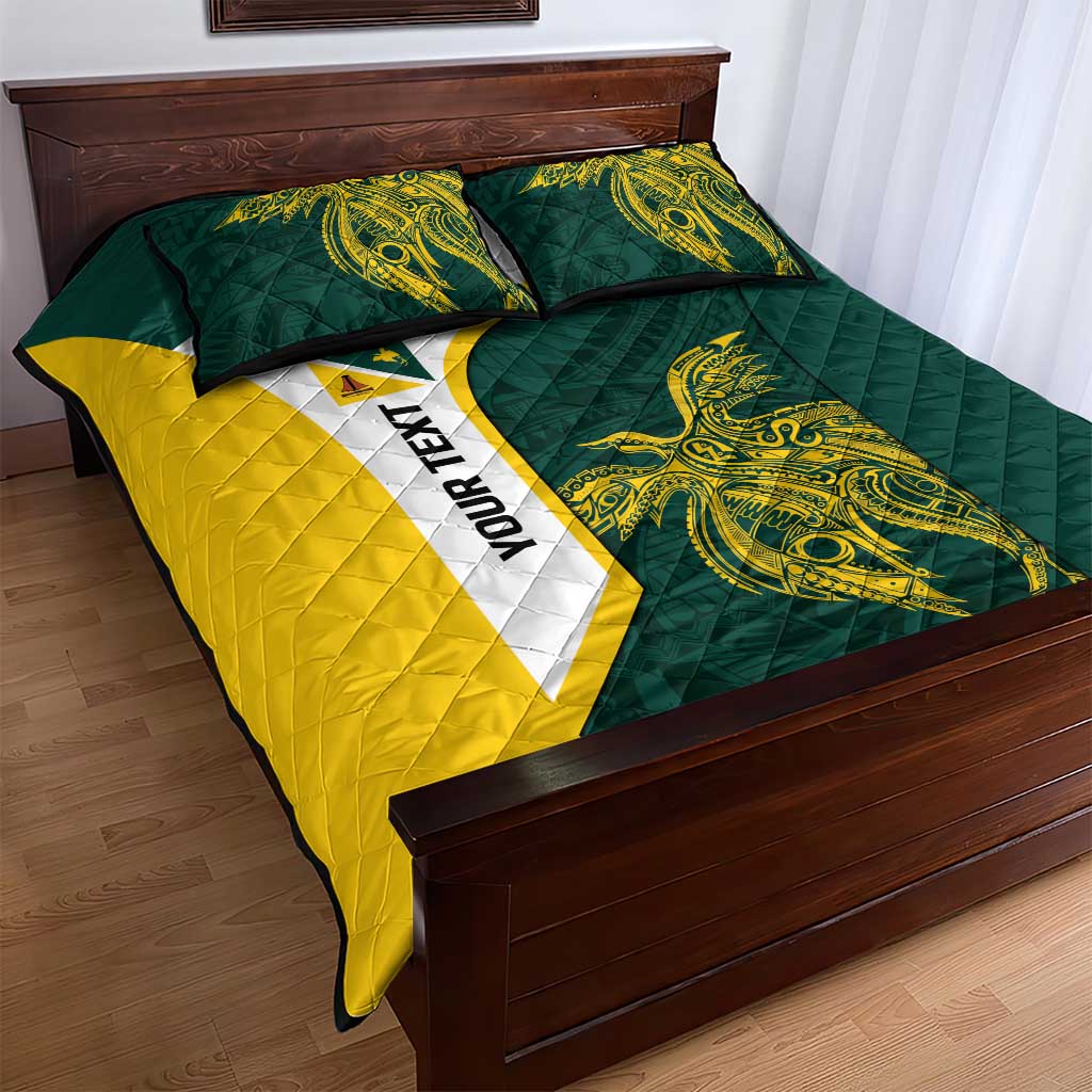 Personalised PNG Jiwaka Province Quilt Bed Set Bird of Paradise Tattoo Flag Motif - Polynesian Pride