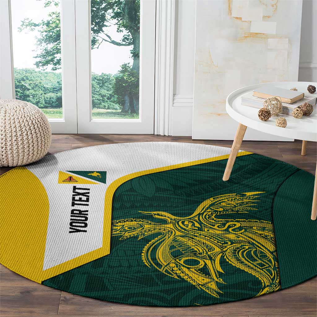 Personalised PNG Jiwaka Province Round Carpet Bird of Paradise Tattoo Flag Motif - Polynesian Pride
