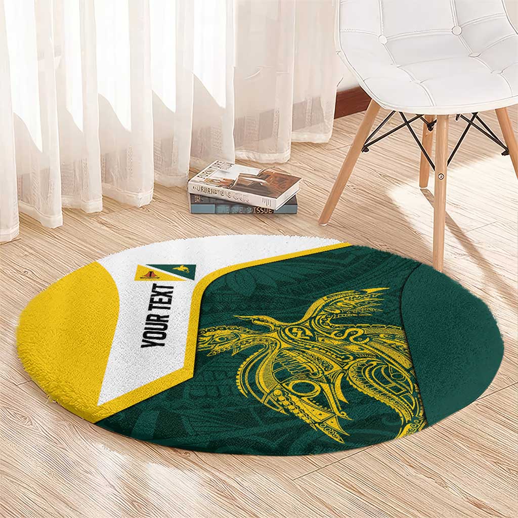 Personalised PNG Jiwaka Province Round Carpet Bird of Paradise Tattoo Flag Motif - Polynesian Pride