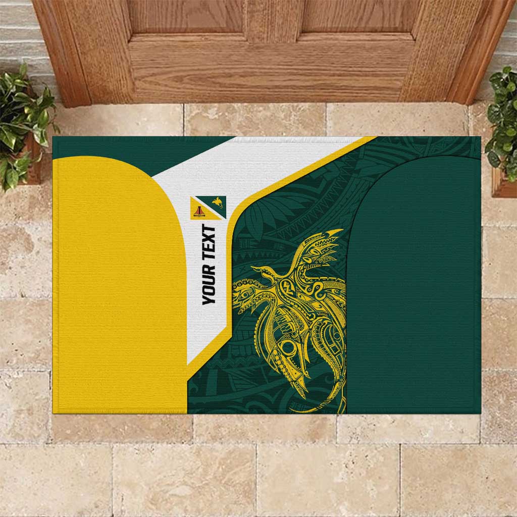 Personalised PNG Jiwaka Province Rubber Doormat Bird of Paradise Tattoo Flag Motif - Polynesian Pride