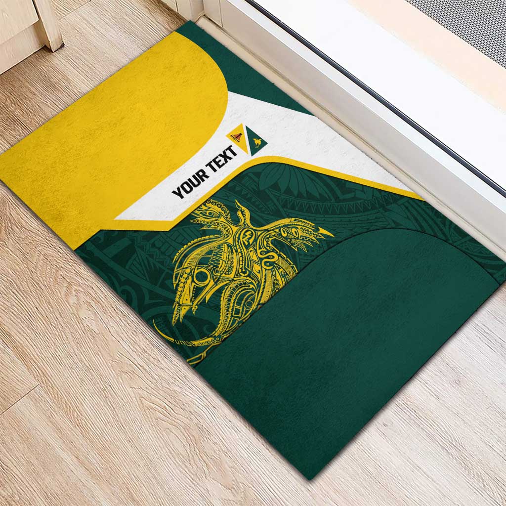 Personalised PNG Jiwaka Province Rubber Doormat Bird of Paradise Tattoo Flag Motif - Polynesian Pride