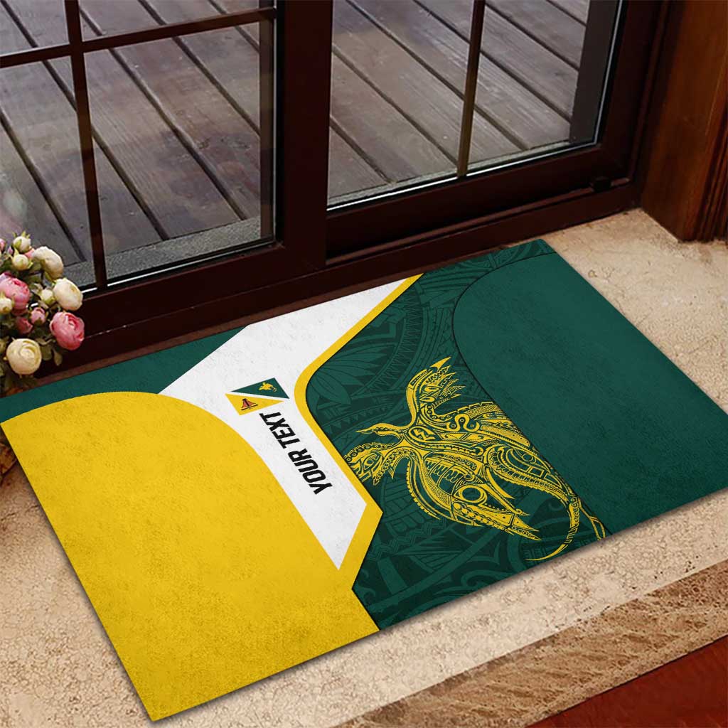 Personalised PNG Jiwaka Province Rubber Doormat Bird of Paradise Tattoo Flag Motif - Polynesian Pride