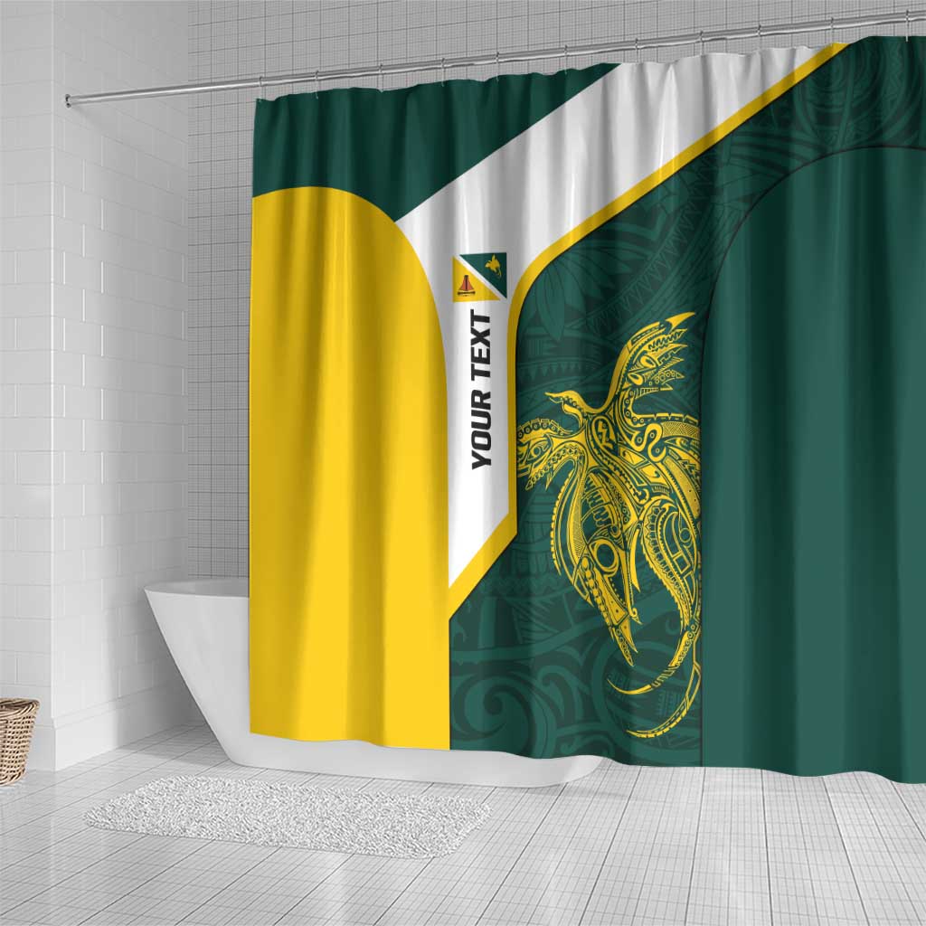 Personalised PNG Jiwaka Province Shower Curtain Bird of Paradise Tattoo Flag Motif - Polynesian Pride