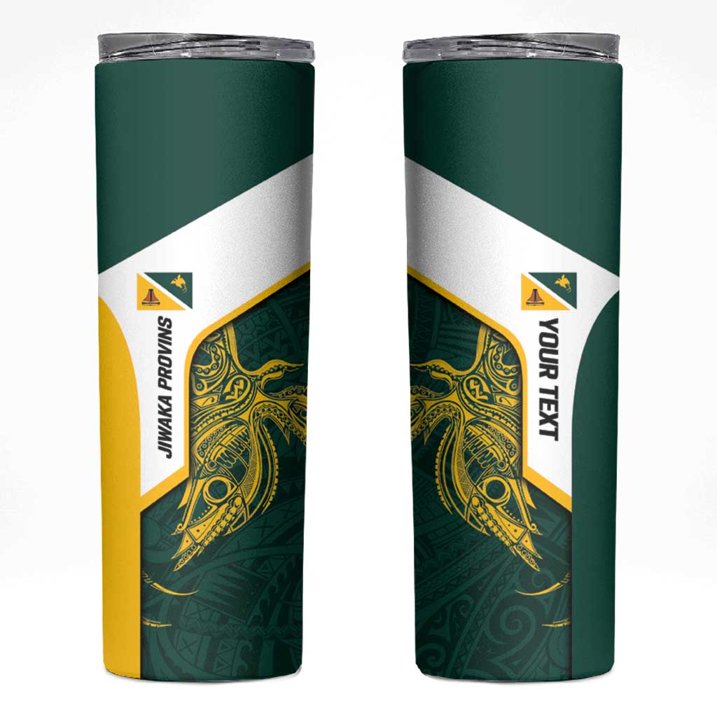 Personalised PNG Jiwaka Province Skinny Tumbler Bird of Paradise Tattoo Flag Motif - Polynesian Pride