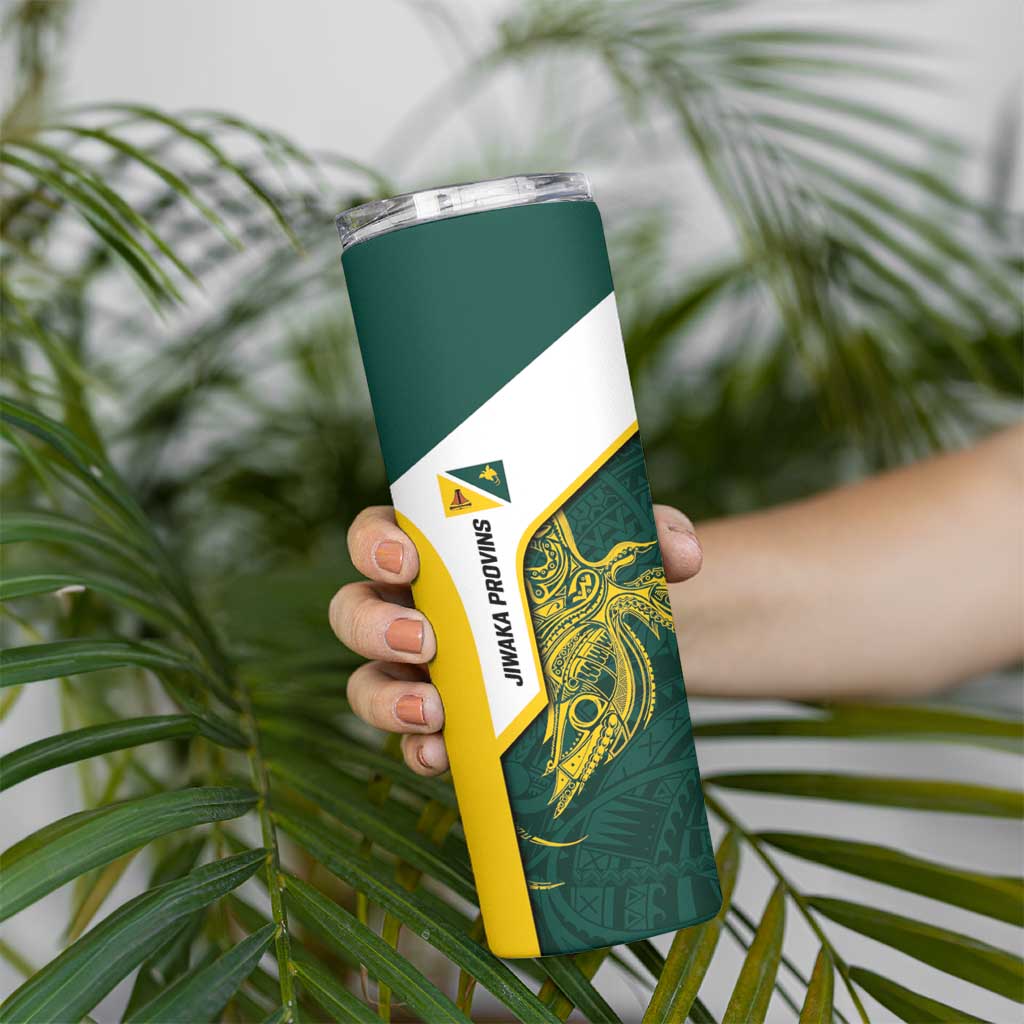 Personalised PNG Jiwaka Province Skinny Tumbler Bird of Paradise Tattoo Flag Motif - Polynesian Pride
