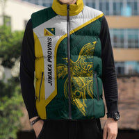 Personalised PNG Jiwaka Province Sleeveless Puffer Jacket Bird of Paradise Tattoo Flag Motif - Polynesian Pride