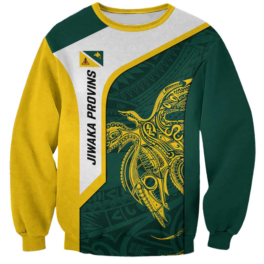 Personalised PNG Jiwaka Province Sweatshirt Bird of Paradise Tattoo Flag Motif - Polynesian Pride