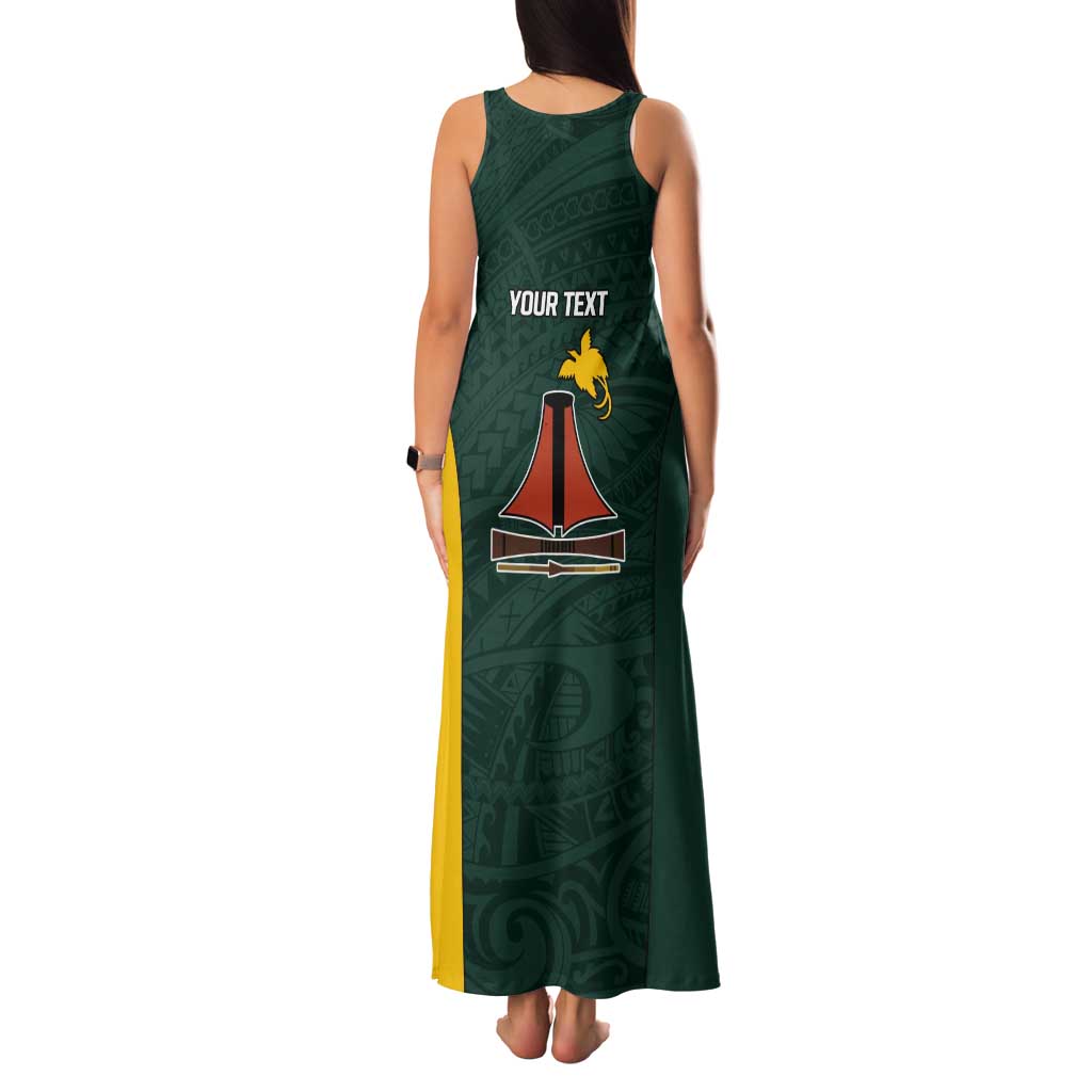 Personalised PNG Jiwaka Province Tank Maxi Dress Bird of Paradise Tattoo Flag Motif - Polynesian Pride