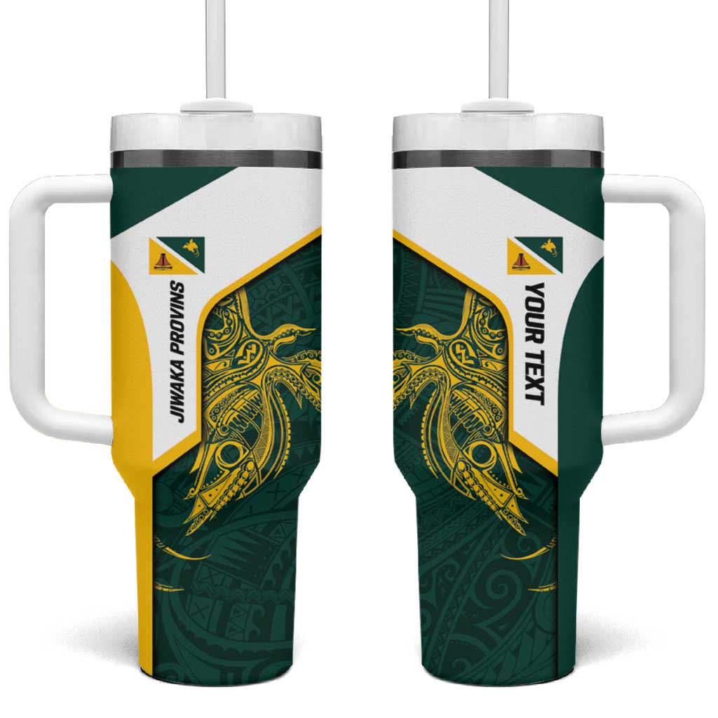 Personalised PNG Jiwaka Province Tumbler With Handle Bird of Paradise Tattoo Flag Motif - Polynesian Pride