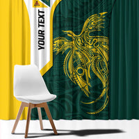 Personalised PNG Jiwaka Province Window Curtain Bird of Paradise Tattoo Flag Motif - Polynesian Pride