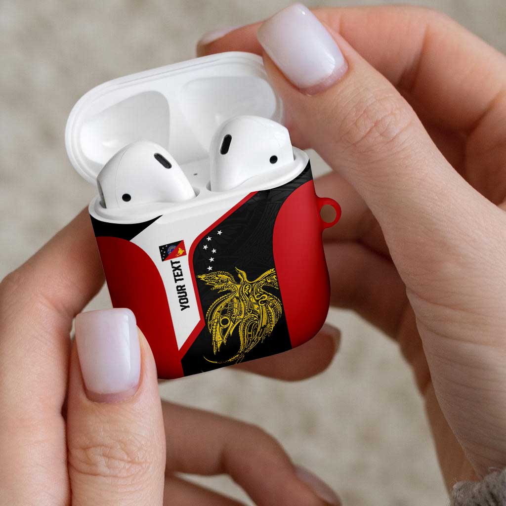 Personalised PNG Sandaun Province AirPods Case Bird of Paradise Tattoo Flag Motif - Polynesian Pride