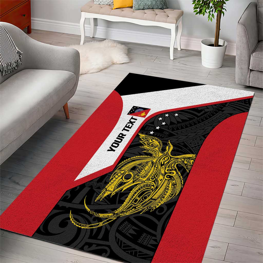 Personalised PNG Sandaun Province Area Rug Bird of Paradise Tattoo Flag Motif - Polynesian Pride