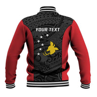 Personalised PNG Sandaun Province Baseball Jacket Bird of Paradise Tattoo Flag Motif - Polynesian Pride