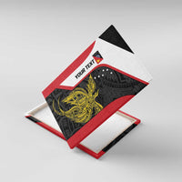 Personalised PNG Sandaun Province Canvas Wall Art Bird of Paradise Tattoo Flag Motif LT9 With Frame Red - Polynesian Pride