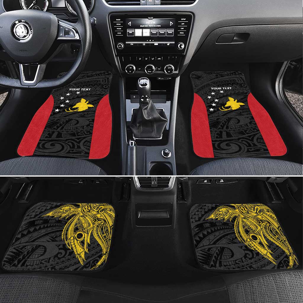 Personalised PNG Sandaun Province Car Mats Bird of Paradise Tattoo Flag Motif - Polynesian Pride