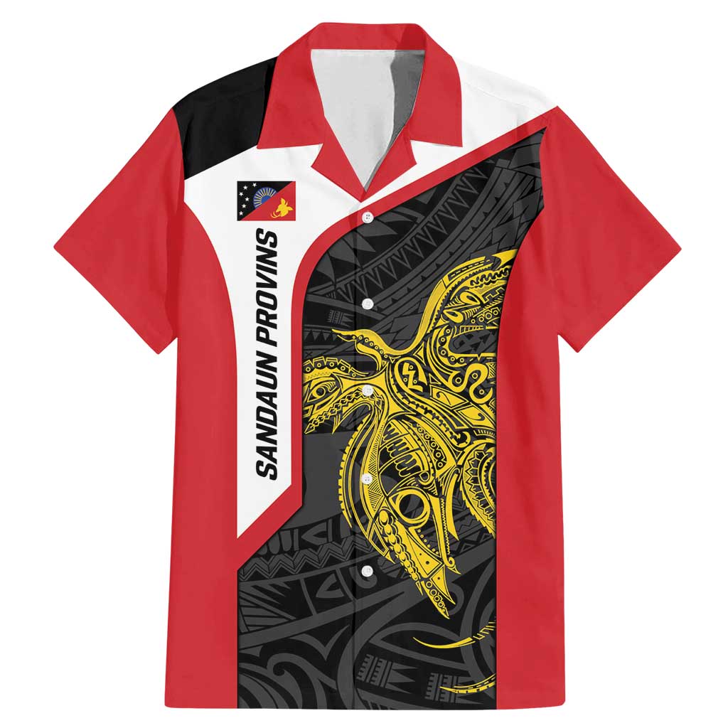 Personalised PNG Sandaun Province Family Matching Mermaid Dress and Hawaiian Shirt Bird of Paradise Tattoo Flag Motif LT9 Dad's Shirt - Short Sleeve Red - Polynesian Pride