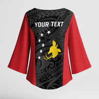 Personalised PNG Sandaun Province Kimono Sleeve Blouse Bird of Paradise Tattoo Flag Motif - Polynesian Pride