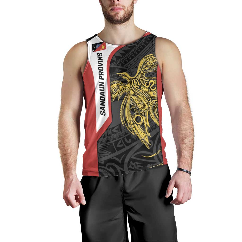 Personalised PNG Sandaun Province Men Tank Top Bird of Paradise Tattoo Flag Motif LT9 - Polynesian Pride