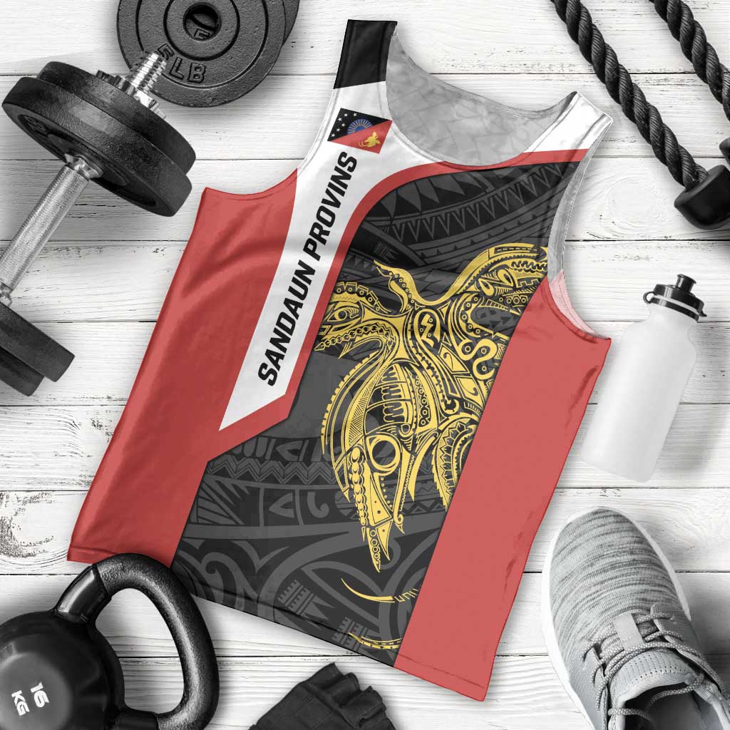 Personalised PNG Sandaun Province Men Tank Top Bird of Paradise Tattoo Flag Motif LT9 - Polynesian Pride
