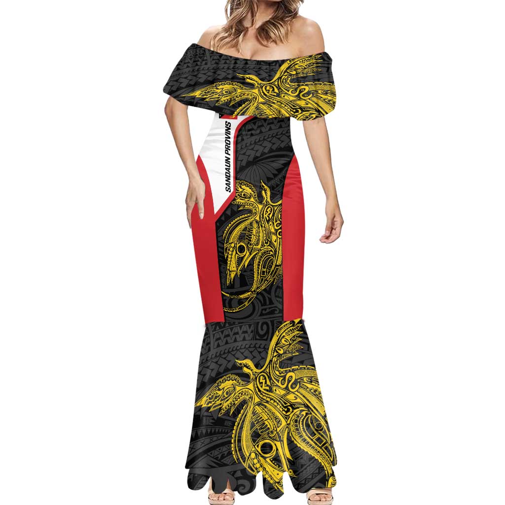 Personalised PNG Sandaun Province Mermaid Dress Bird of Paradise Tattoo Flag Motif LT9 - Polynesian Pride