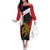 Personalised PNG Sandaun Province Off The Shoulder Long Sleeve Dress Bird of Paradise Tattoo Flag Motif - Polynesian Pride