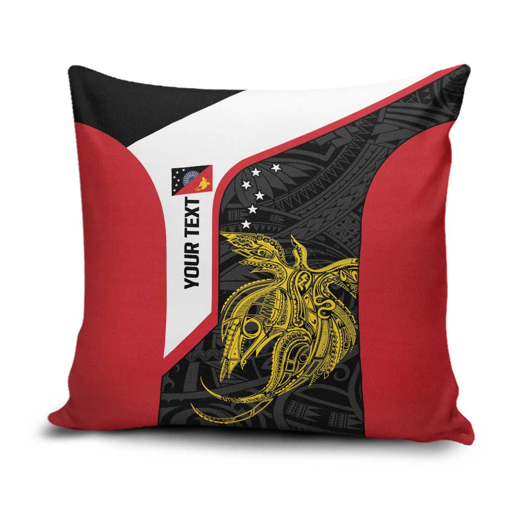 Personalised PNG Sandaun Province Pillow Cover Bird of Paradise Tattoo Flag Motif - Polynesian Pride