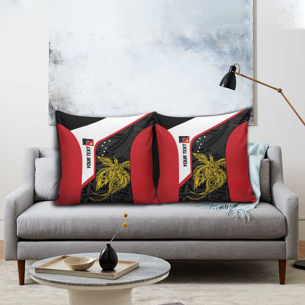 Personalised PNG Sandaun Province Pillow Cover Bird of Paradise Tattoo Flag Motif - Polynesian Pride