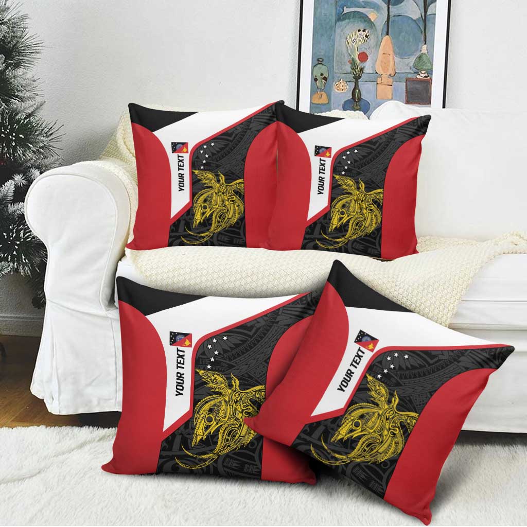 Personalised PNG Sandaun Province Pillow Cover Bird of Paradise Tattoo Flag Motif - Polynesian Pride