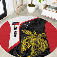 Personalised PNG Sandaun Province Round Carpet Bird of Paradise Tattoo Flag Motif - Polynesian Pride