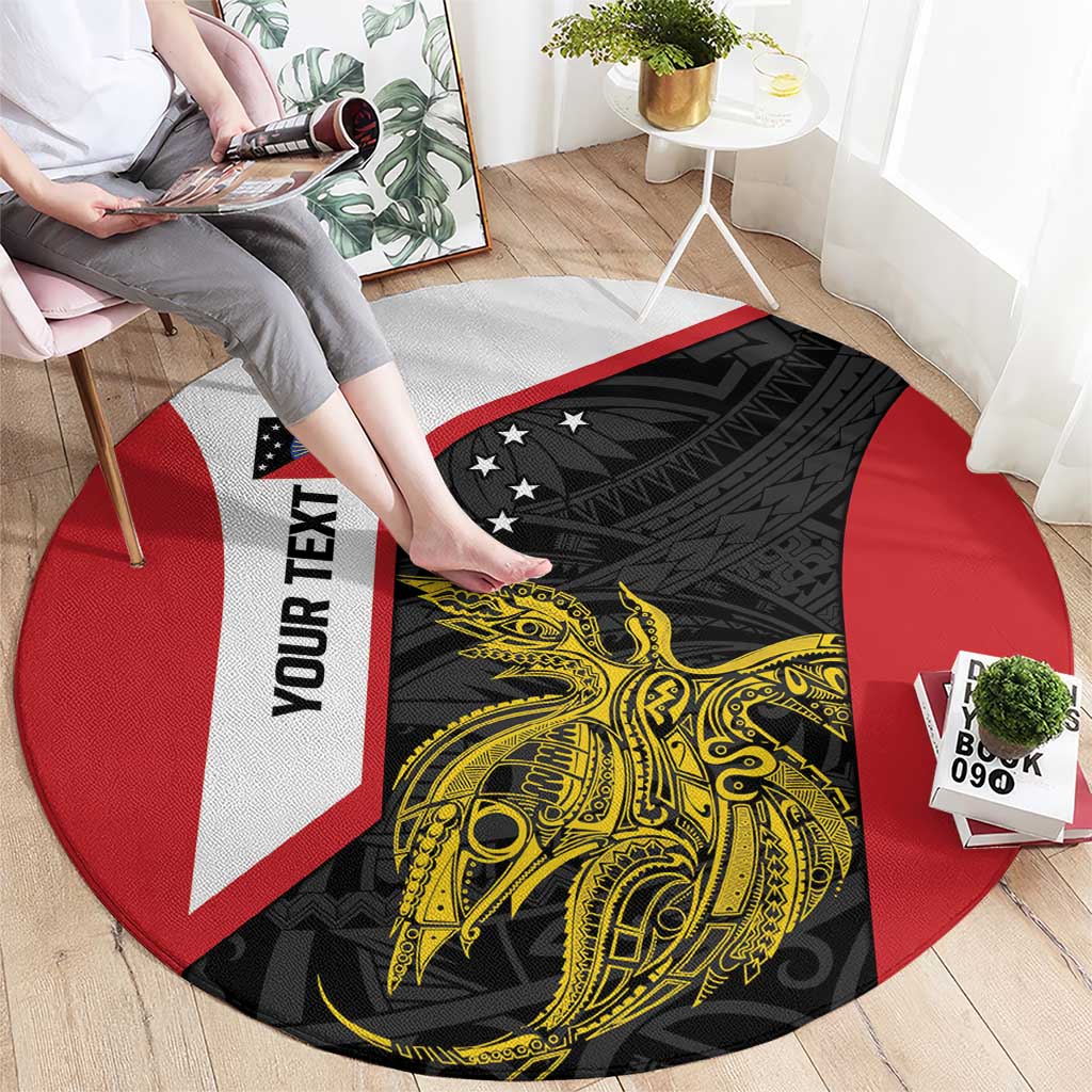 Personalised PNG Sandaun Province Round Carpet Bird of Paradise Tattoo Flag Motif - Polynesian Pride