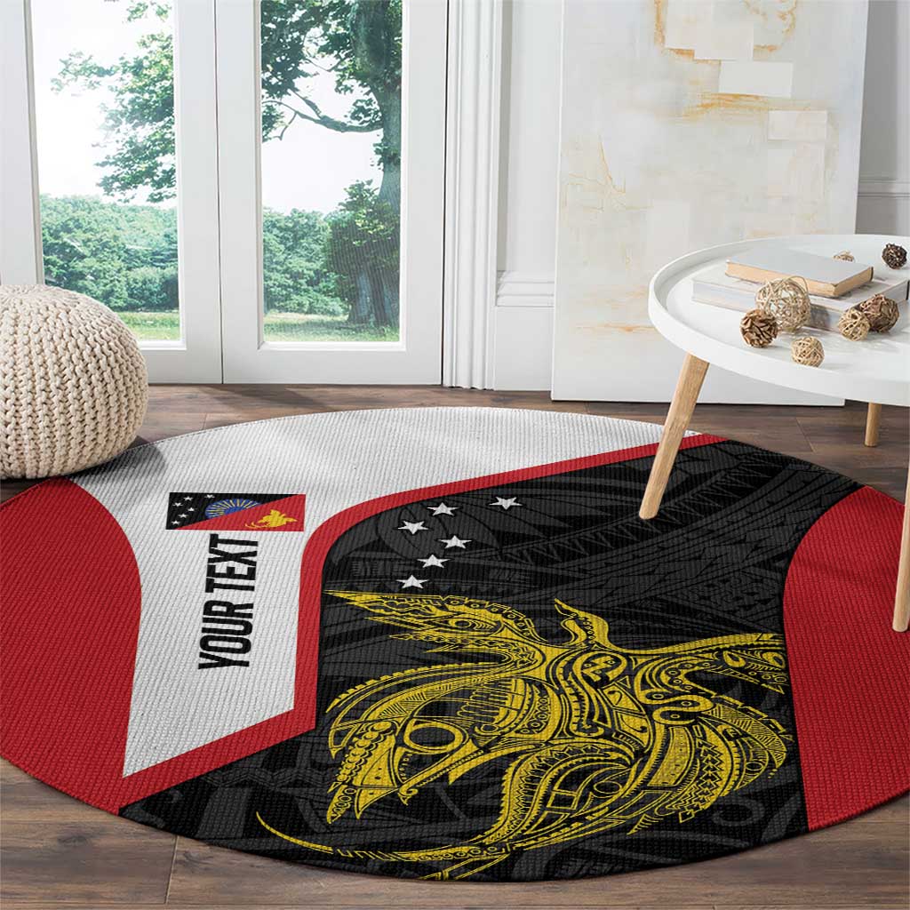 Personalised PNG Sandaun Province Round Carpet Bird of Paradise Tattoo Flag Motif - Polynesian Pride