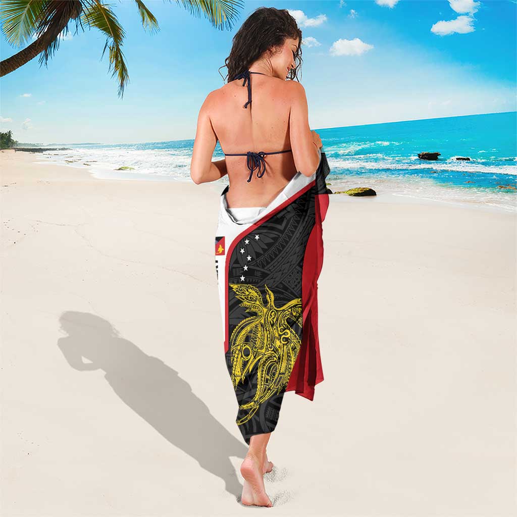 Personalised PNG Sandaun Province Sarong Bird of Paradise Tattoo Flag Motif - Polynesian Pride