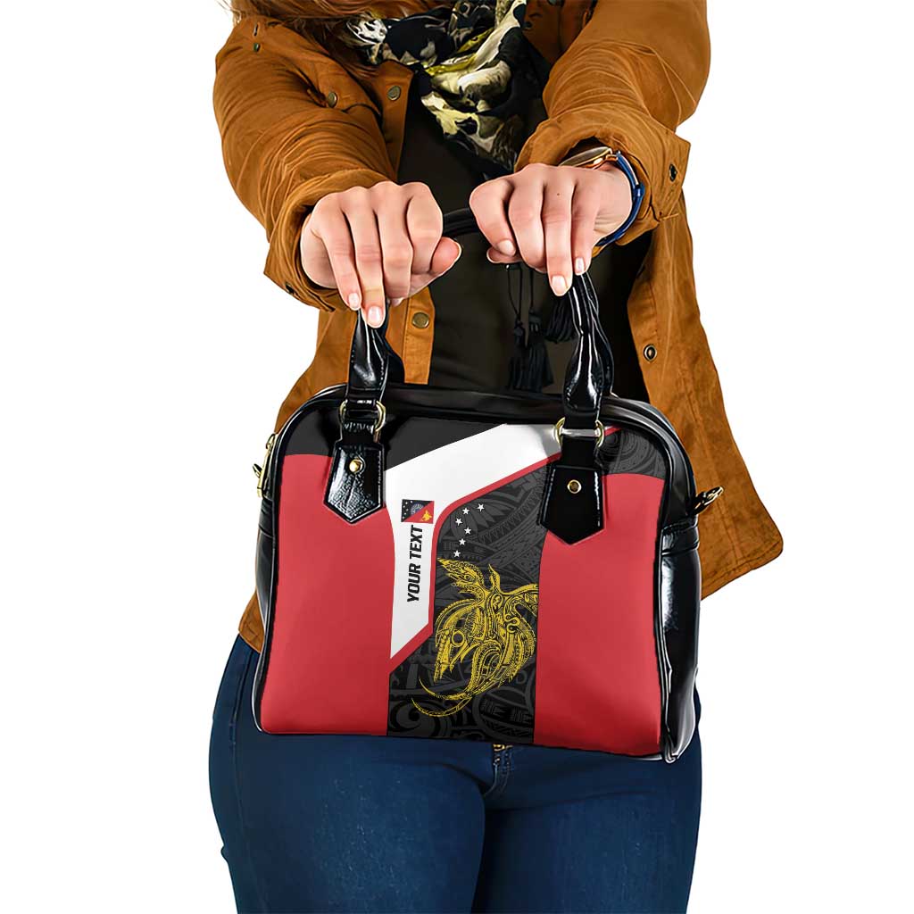 Personalised PNG Sandaun Province Shoulder Handbag Bird of Paradise Tattoo Flag Motif - Polynesian Pride