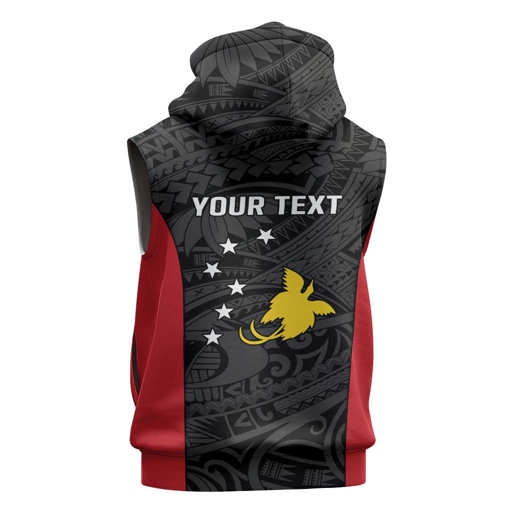 Personalised PNG Sandaun Province Sleeveless Zip Hoodie Bird of Paradise Tattoo Flag Motif - Polynesian Pride
