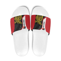 Personalised PNG Sandaun Province Slide Sandals Bird of Paradise Tattoo Flag Motif - Polynesian Pride