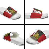 Personalised PNG Sandaun Province Slide Sandals Bird of Paradise Tattoo Flag Motif - Polynesian Pride