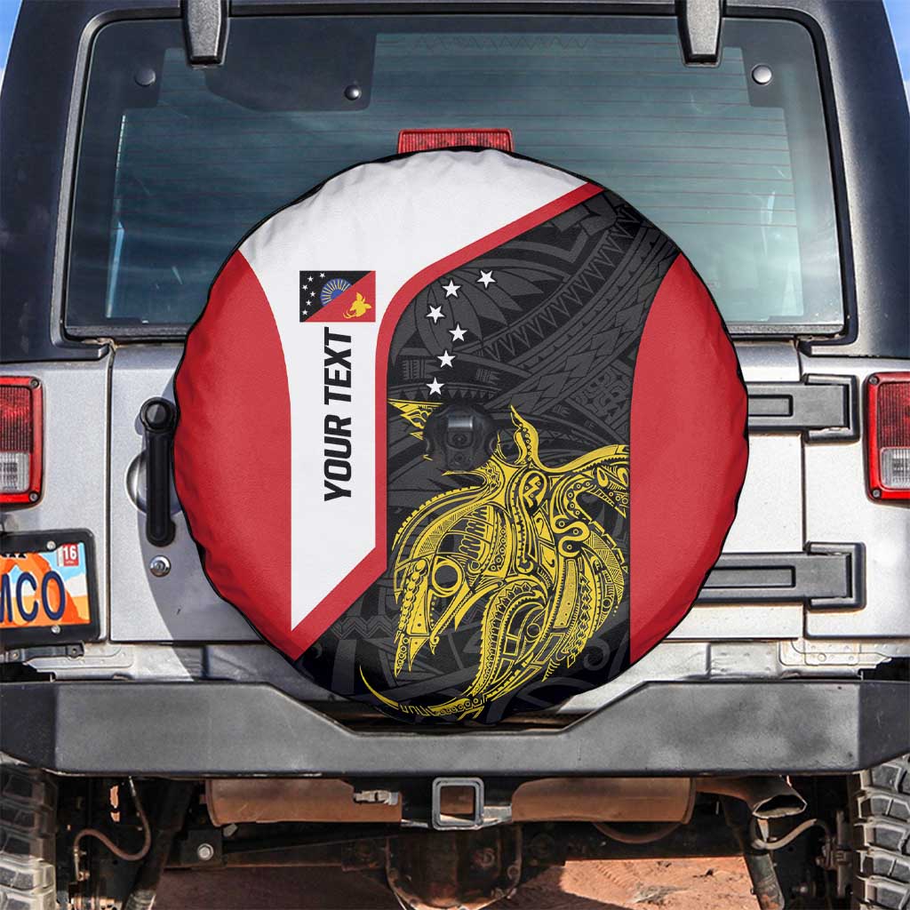 Personalised PNG Sandaun Province Spare Tire Cover Bird of Paradise Tattoo Flag Motif - Polynesian Pride