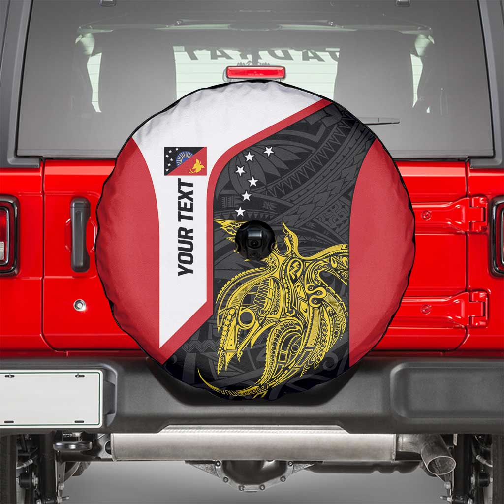 Personalised PNG Sandaun Province Spare Tire Cover Bird of Paradise Tattoo Flag Motif - Polynesian Pride