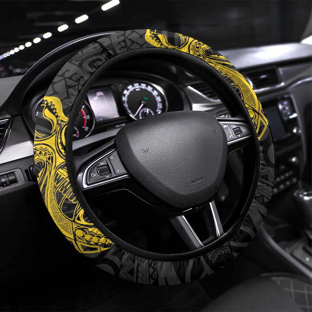 PNG Sandaun Province Steering Wheel Cover Bird of Paradise Tattoo Flag Motif - Polynesian Pride